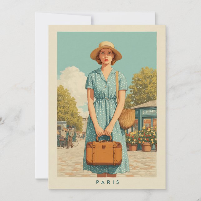 Convites Vintage Summer Stroll em Paris (Frente)