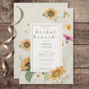 Convites Vintage Summer Sunflower Cream Bridal Brunt
