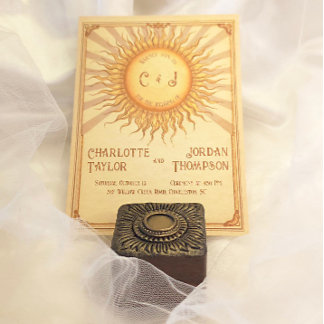 Convites Vintage Sun Weditation in Warm Tones