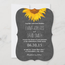 Convites Vintage Sunflower Rustic Chalkboard Weding