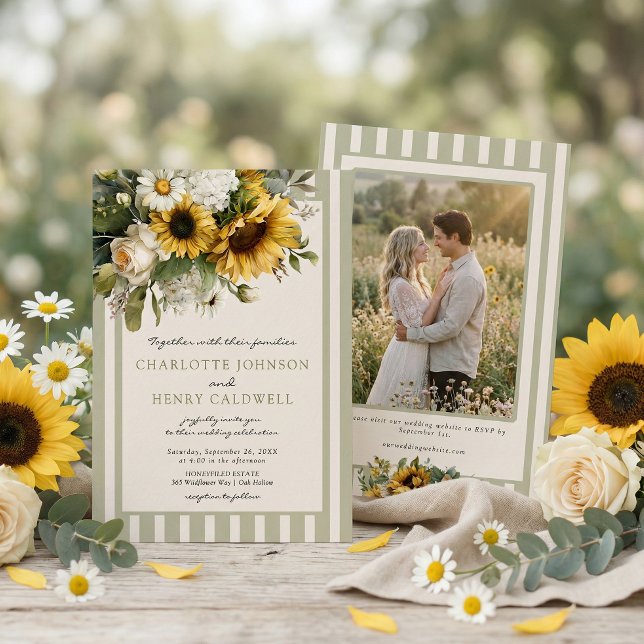 Convites Vintage Sunflower Wedding  (Criador carregado)