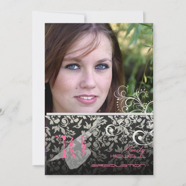 Convites Vintage/Swirls/Damask/Graduação (Frente)