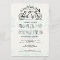 Vintage Tandem Bicycle Corta Typografia Casamento