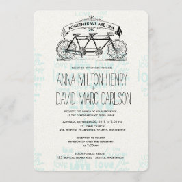 Convites Vintage Tandem Bicycle Corta Typografia Casamento