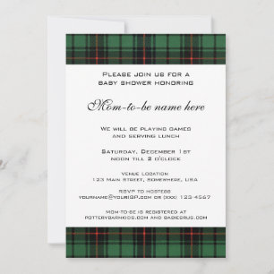 Convites Vintage Tartan, Chá de fraldas Moderno Davidson