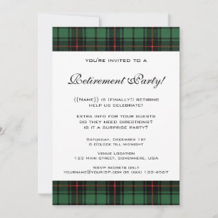 Convites Vintage Tartan, Davidson Modern Retirement Party
