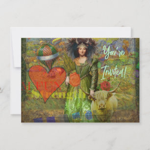 Convites Vintage Taurus Clássica Retrato de Arte Gótica