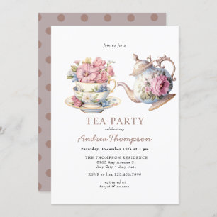 Convites Vintage Tea   Flowers Tea Party