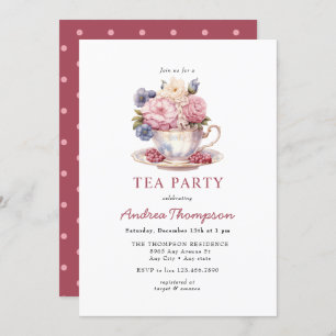 Convites Vintage Tea   Flowers Tea Party