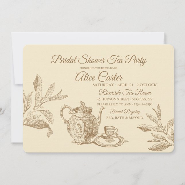 Convites Vintage Tea Invitation (Frente)
