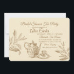 Convites Vintage Tea Invitation<br><div class="desc">Um convite de festas de chá vintage com bule de chá, xícara e pires e folhas de chá de "velho mundo" contra fundo creme.Vetor Art by www.vecteezy.com). () O cartão é fácil de personalizar com seu texto, fonte, cor da fonte e escolha de seis tipos de papel.() Não exatamente o...</div>