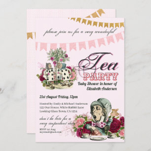 Convites Vintage Tea Party - CHÁ DE FRALDAS Alice No País D
