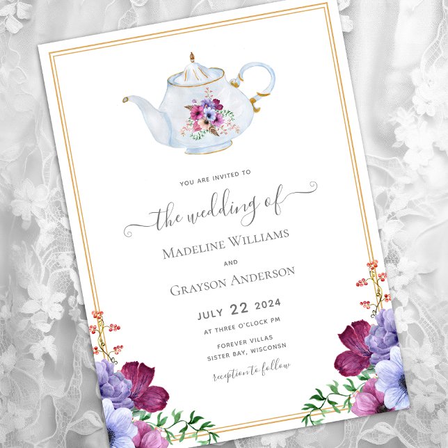 Convites Vintage Tea Party Theme Wedding (Criador carregado)