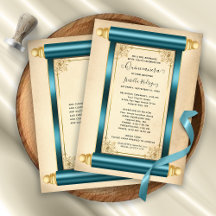 Vintage Teal Dourada Scroll Elegante Quinceañera