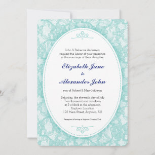 Convites Vintage Teal Lace Casamento de Fundo