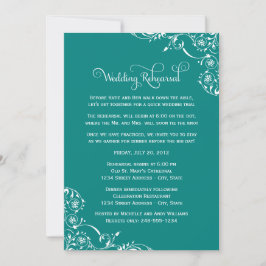 Convites Vintage Teal Scrolls Ensaio de Casamento e Janto