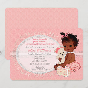 Convites Vintage Teddy Bear Girls Baby Shower Invasões 5