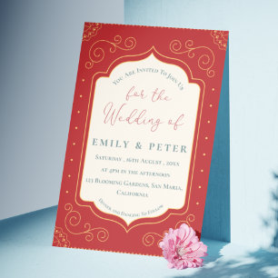 Convites Vintage Terracotta Ouro Frame Border Casamento