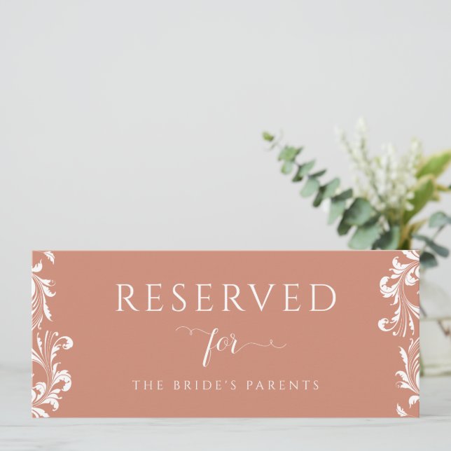 Convites Vintage Terracotta - Sinal Reservado Elegante (Em pé/Frente)