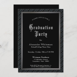 Convites Vintage Text Black Festa de formatura