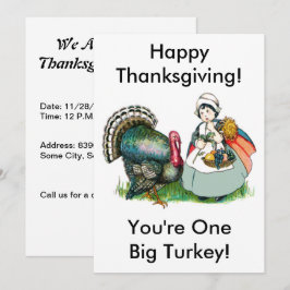 Convites Vintage Thanksgiving One Big Turkey Dinner, ZPR