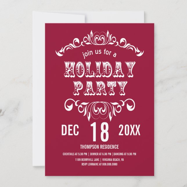 Convites Vintage Theater Bill Holiday Party (Frente)