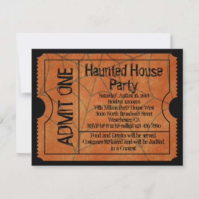 Convites Vintage Ticket Halloween (Frente)