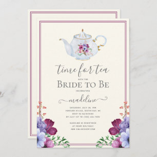 Convites Vintage Time Para Tea Floral Chá de panela