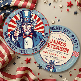 Convites Vintage Tio Sam Militares Saindo do Círculo Fparti