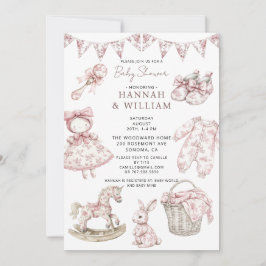 Convites  Vintage Toile Nursery Baby Girl Shower