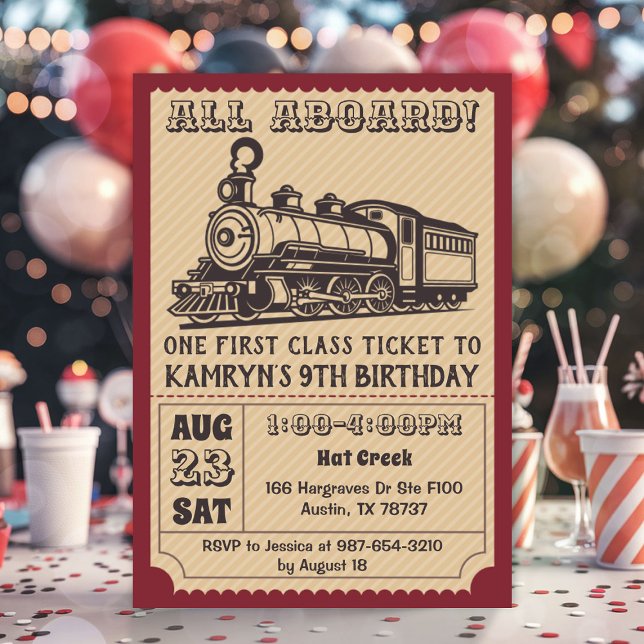 Convites Vintage Train Festa de aniversário (Vintage Train Birthday Invitation)