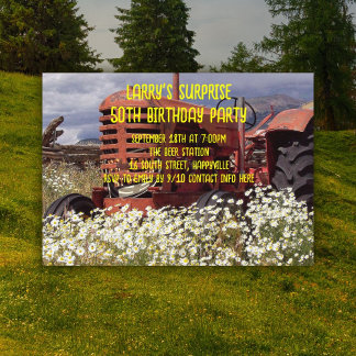 Convites Vintage Trator - Festa de aniversário Adulta Mascu