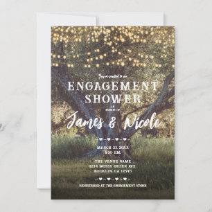 Convites Vintage Tree Lights Woods Forest Noivado Chá