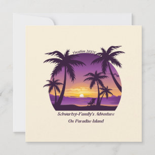 Convites Vintage Tropical Beach Summer Sunset Palm