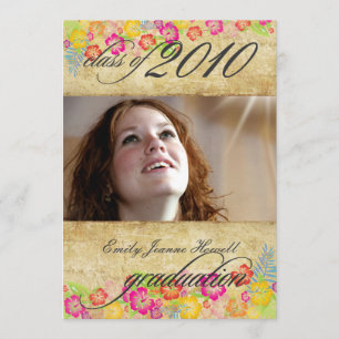 Convites Vintage Tropical Flores Graduação