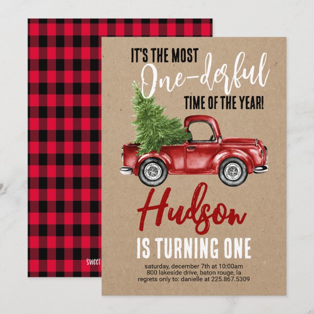 Convites Vintage Truck Onemagnifico Primeiro Aniversário (Frente/Verso)