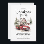 Convites Vintage Truck Rustic Cabine Festa de Natal<br><div class="desc">Convite de festas de Natal com a pintura de um velho caminhão-oficina vermelho sentado em frente a uma cabana coberta de neve. Personalize com suas informações de partido. Entre em contato comigo para obter assistência com suas personalizações ou para solicitar outros produtos Zazzle correspondentes ou coordenadores para o seu partido....</div>