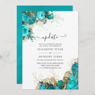Convites Vintage Turquoise e Dourada Shabby Wedding Update