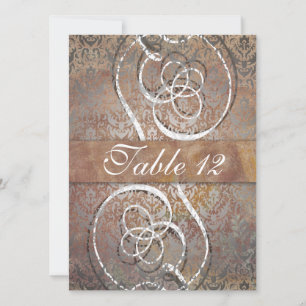 Convites Vintage Tuscan Damask Elegant Table Number Cards