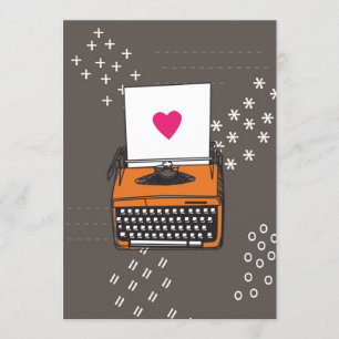 Convites Vintage Typewriter Card - Heart