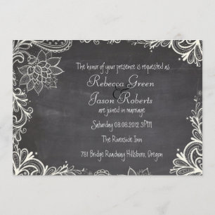 Convites vintage typografia floresce Casamento Chalkboard