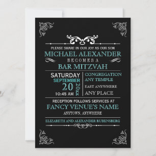 Convites Vintage Typography Poster Bar-Bat Mitzvah