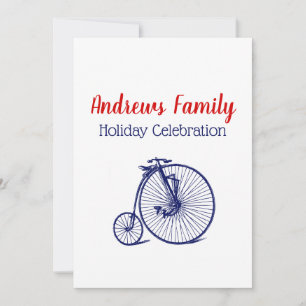 Convites Vintage Velocipede Penny Farthing Bicicleta Blu