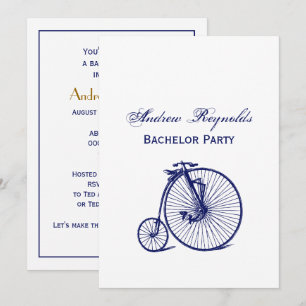 Convites Vintage Velocipede Penny Farthing Bike Blu