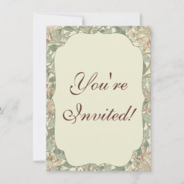Convites Vintage Verde Suave William Morris Honeysuckle