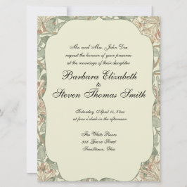 Convites Vintage Verde Suave William Morris Honeysuckle