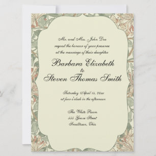 Convites Vintage Verde Suave William Morris Honeysuckle