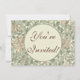 Convites Vintage Verde Suave William Morris Honeysuckle