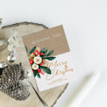 Convites Vintage Vibe Winter Wonderland Christmas Card 2<br><div class="desc">Esta design de cartão está cheia de cor e alegria de uma maravilhosa vibe da vintage do inverno: Flores brancas de Natal com buquê de feriado de frutas vermelhas. Escrita elegante e tipografia serif.</div>