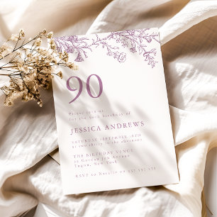 Convites Vintage Victorian Dusty Rosa 90 Aniversário